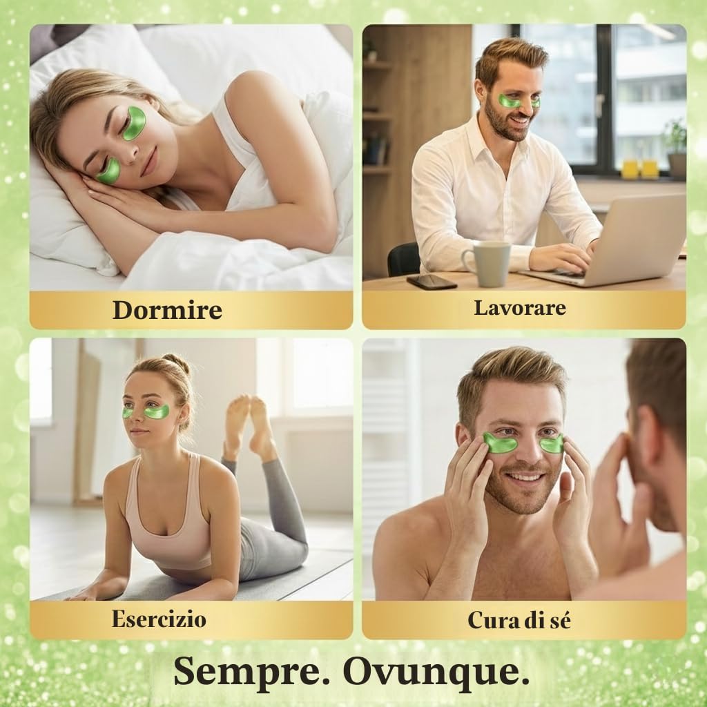 Aloe Vera Patch Occhi Antirughe, 60 Pcs Collagene Patch Occhiaie e Borse, Maschera Occhi Riduce le Rughe e le Linee Sottili, Migliora e Rassoda la Pelle degli Occhi, Contorno Occhi Idratante