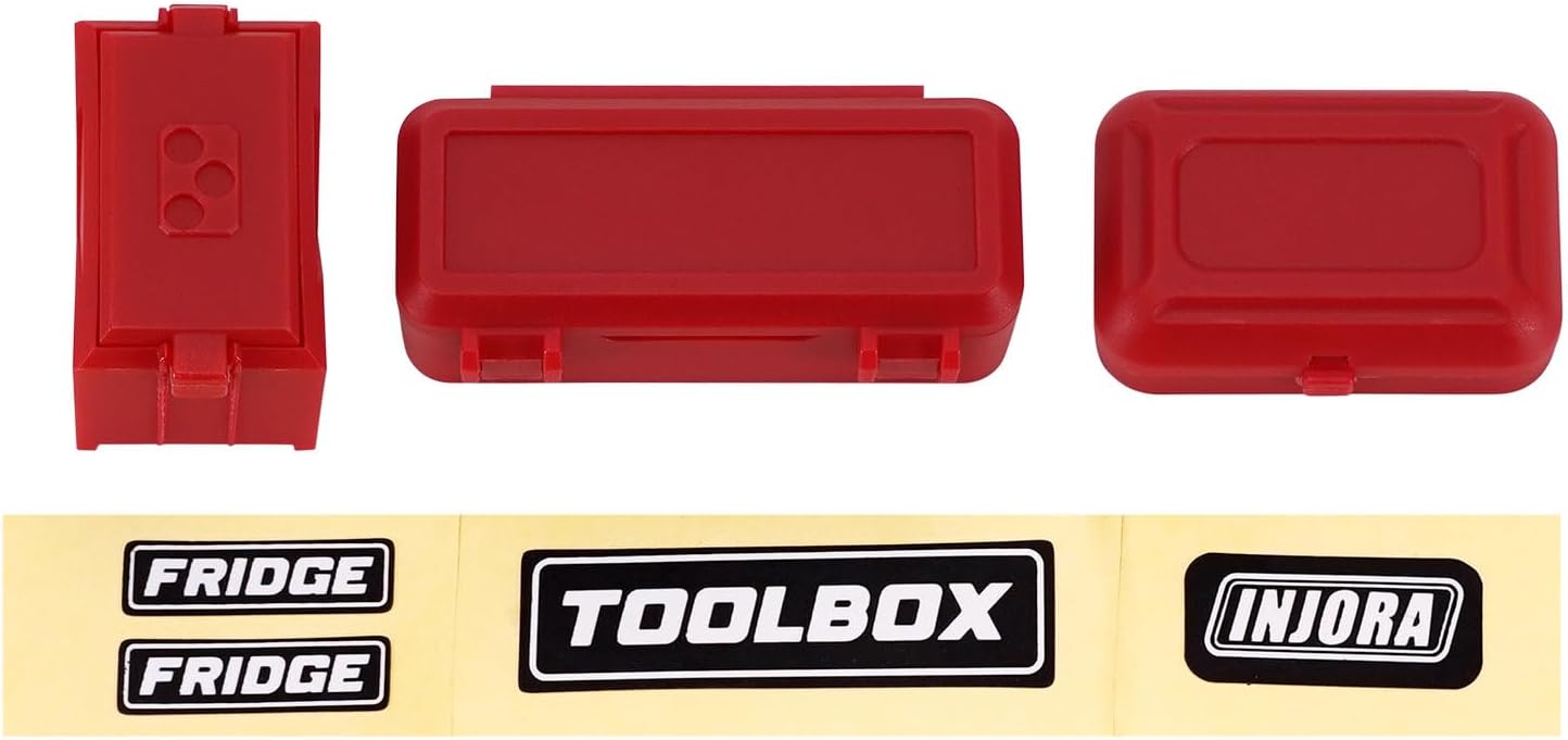 INJORA Scale Mini Tool Box Decoration Accessories for TRX4M SCX24 1/18 1/24 RC Crawlers Upgrade(Red)