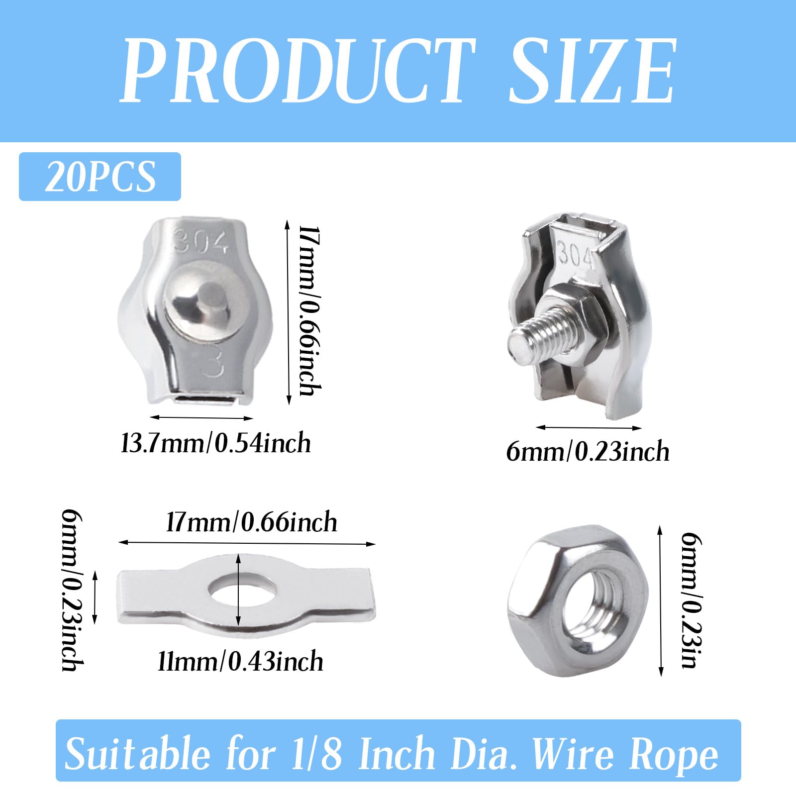 Manufacturing Hot Sale Stainless Steel Duplex Wire Rope Clips 2-10mm Wire Clamp - Industrial - View #7