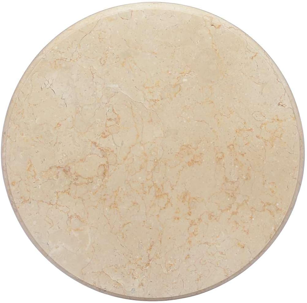 Round Gray Marble Table Top 23.6 Inch Polished Natural Stone for Indoor Outdoor Dining Coffee and Patio Use