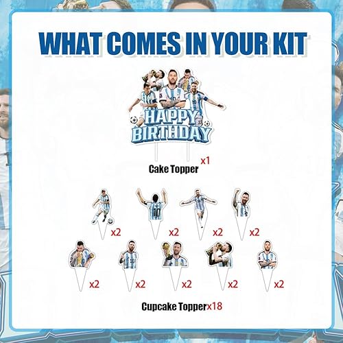 Miniatura 4 de Suministros de fiesta de cumpleaños con temática de fútbol, decoraciones de fiesta de cumpleaños de fútbol, decoraciones de pastel de fútbol con