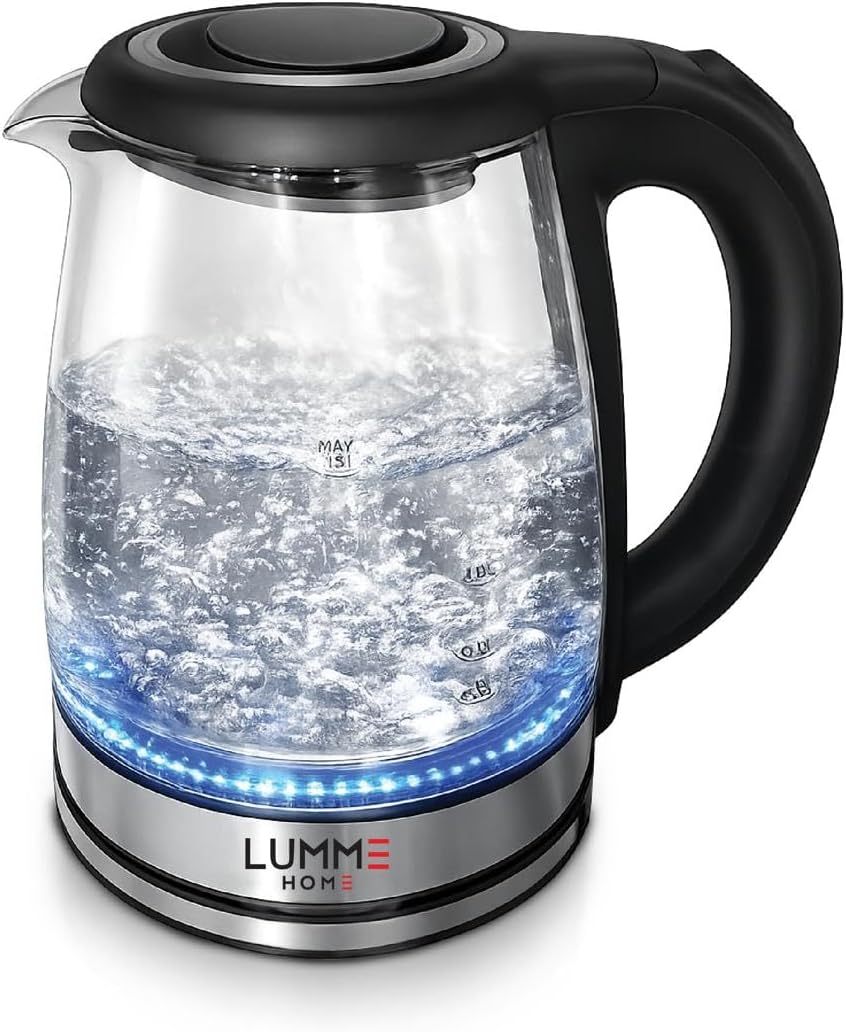 Lumme Electric Glass Tea Kettle, Water Boiler Auto Shut-off- 1.8L- Black