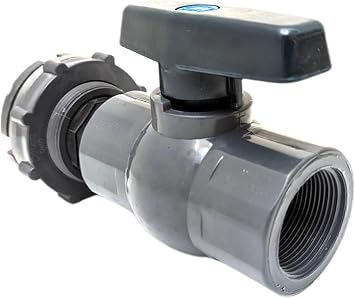 1.5" PRO SERIES PVC الكرة صمام حنفية كيت مع محول تركيب الحاجز لبراميل المطر، IBC، وخزانات المياه الصلب Behrens