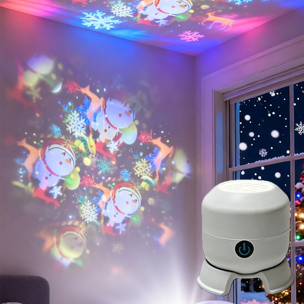 Dynamic Rotating Led Projector Light Ocean/Snowflake/Christmas,360° USB Rechargeable Led Projector,Night Light with Dynamic Lighting Effect,Brightness Adjustable,for Bedroom,Bathroom (Ocean*2)