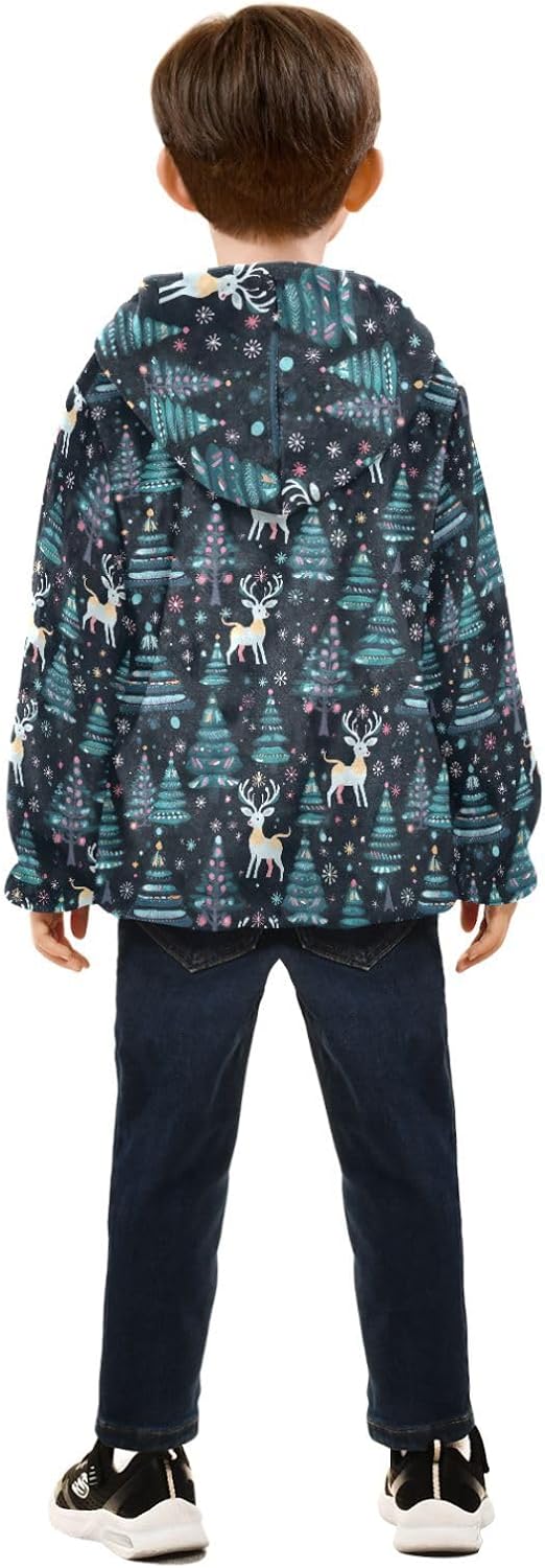 Christmas Tree Boys Fleece Coat,Children's Zip-Up Hoodie Jacket,Baby Warm Fashion Outerwear 3-10T,B0402511