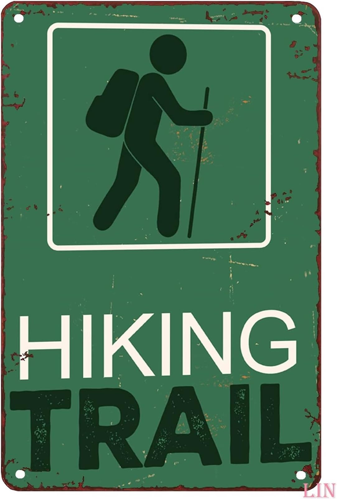 FNYUVNFAF Rustic Hiking Trail Metal Sign Vintage Wall Decor for Cabin Lodge Garage Man Cave 8 X 12 in