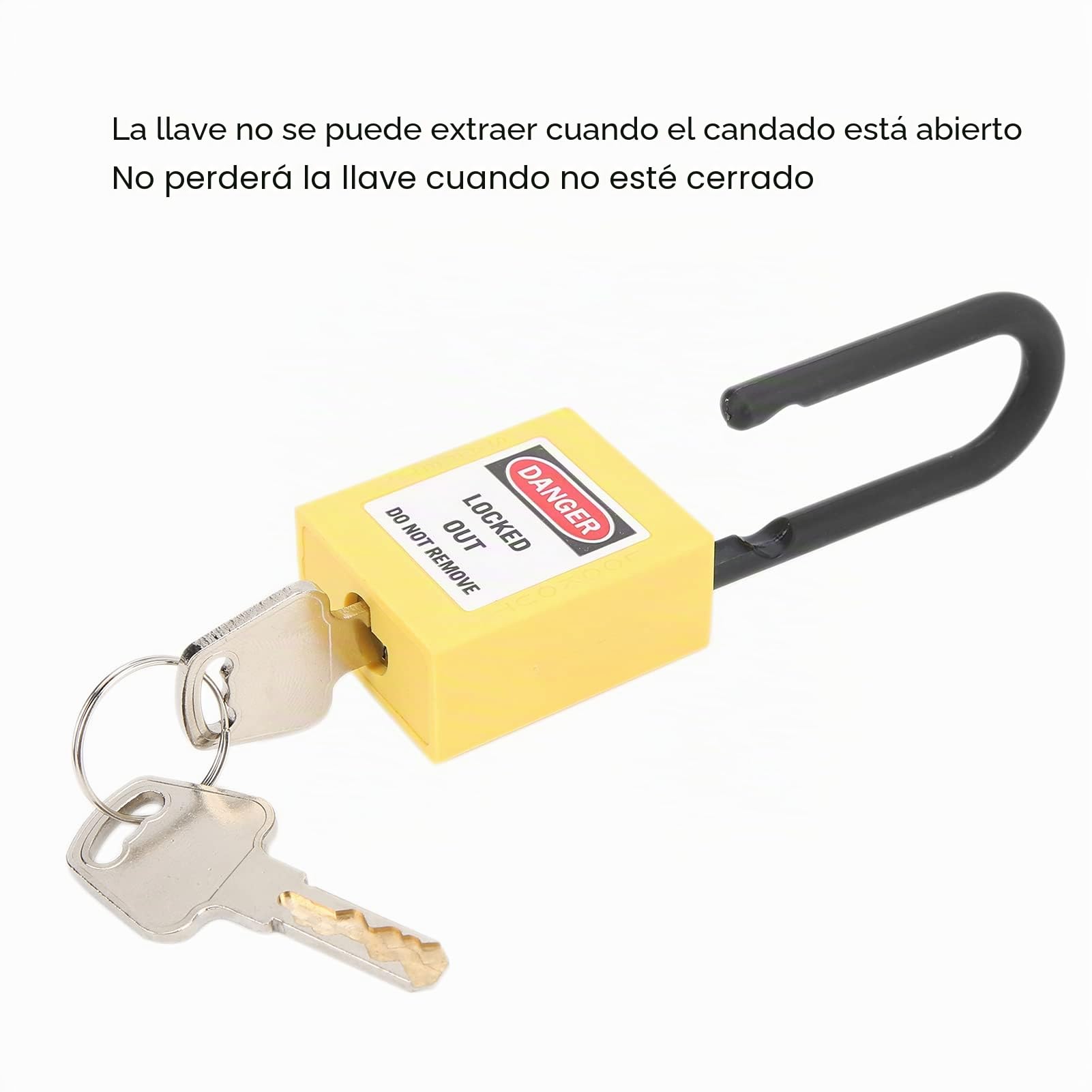 FILFEEL Candado de Bloqueo, candado de Seguridad de Nailon de 38 mm para sitios industriales, Juego de candados de Seguridad con 2 Llaves por candado, 10 Juegos(Amarillo)
