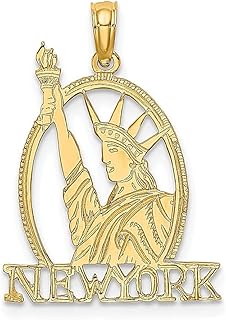 Colar com pingente de ouro amarelo 14 k com recorte de estátua da liberdade de Nova York com pingente para transporte de viagem joias finas para mulheres presentes para ela, Ouro amarelo