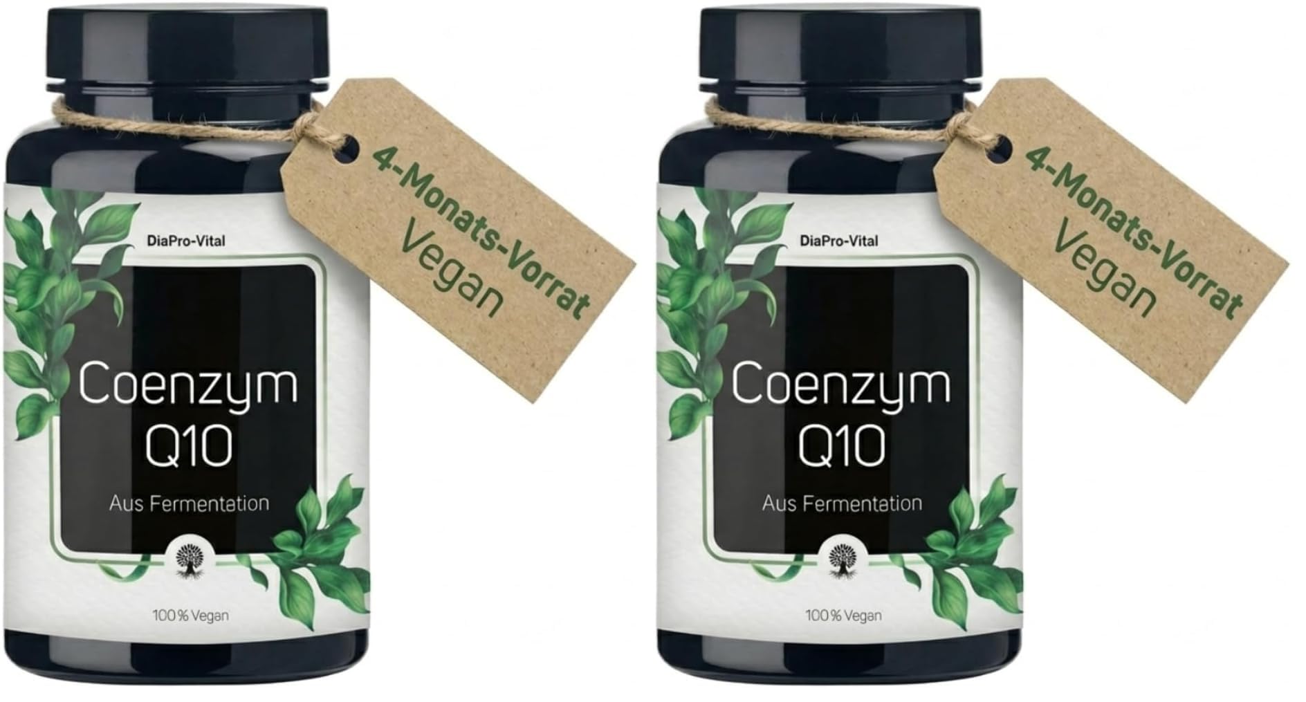 DiaPro® Coenzym Q10 200mg hochdosiert – 100% Vegan aus Fermentation (Bioidentisches Ubichinon) | 120 Kapseln (4 Monatsvorrat) Laborgeprüft & Made in Germany (Packung mit 2)