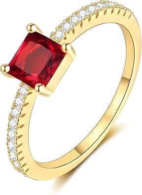 Birthstone Gold Rings for Women Non Tarnish Cubic Zirconia Ring
