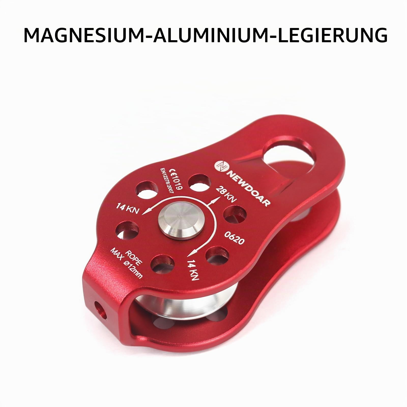 NewDoar CE-Zertifizierter 28KN Mikro Seilrolle Umlenkrolle für Seile mit max. Durchmesser bis 12 mm zum Klettern, Rettungsheben und zur Anhängerkupplung Riemenscheiben