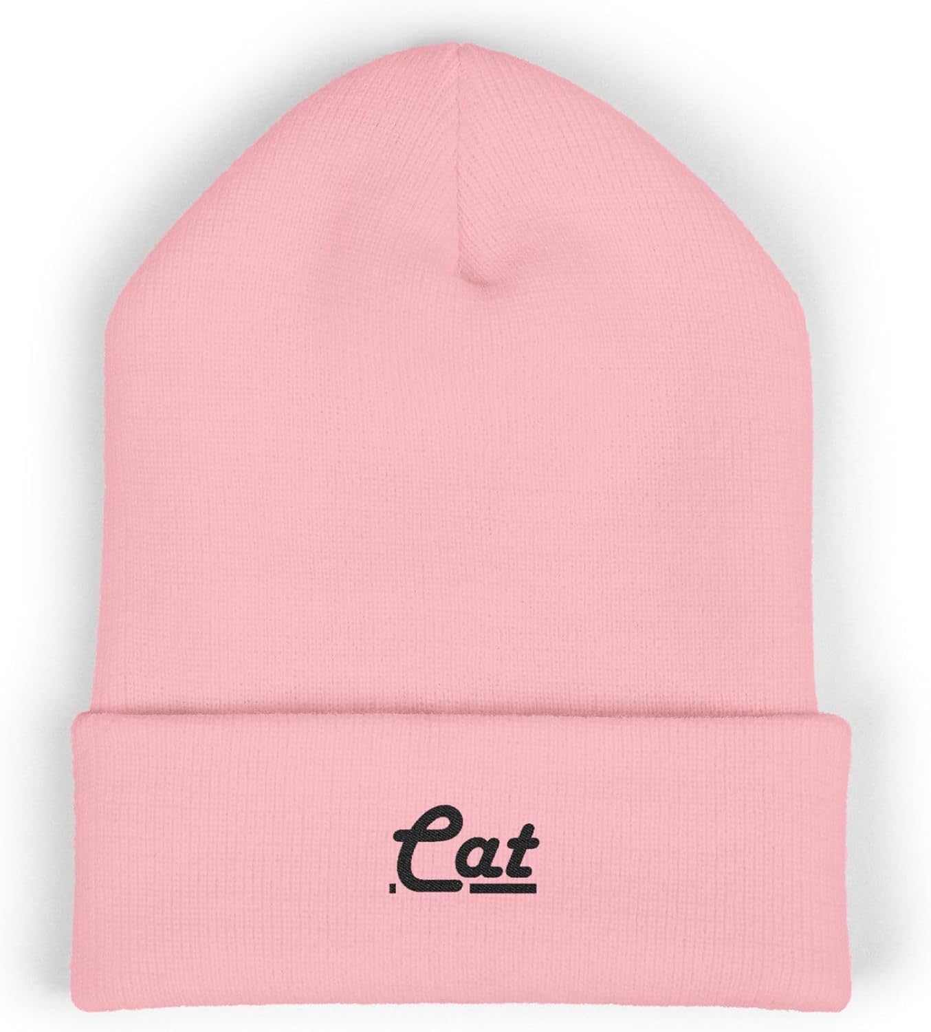 Classic Cuffed Beanie Hat - Cat Theme with Embroidery Message