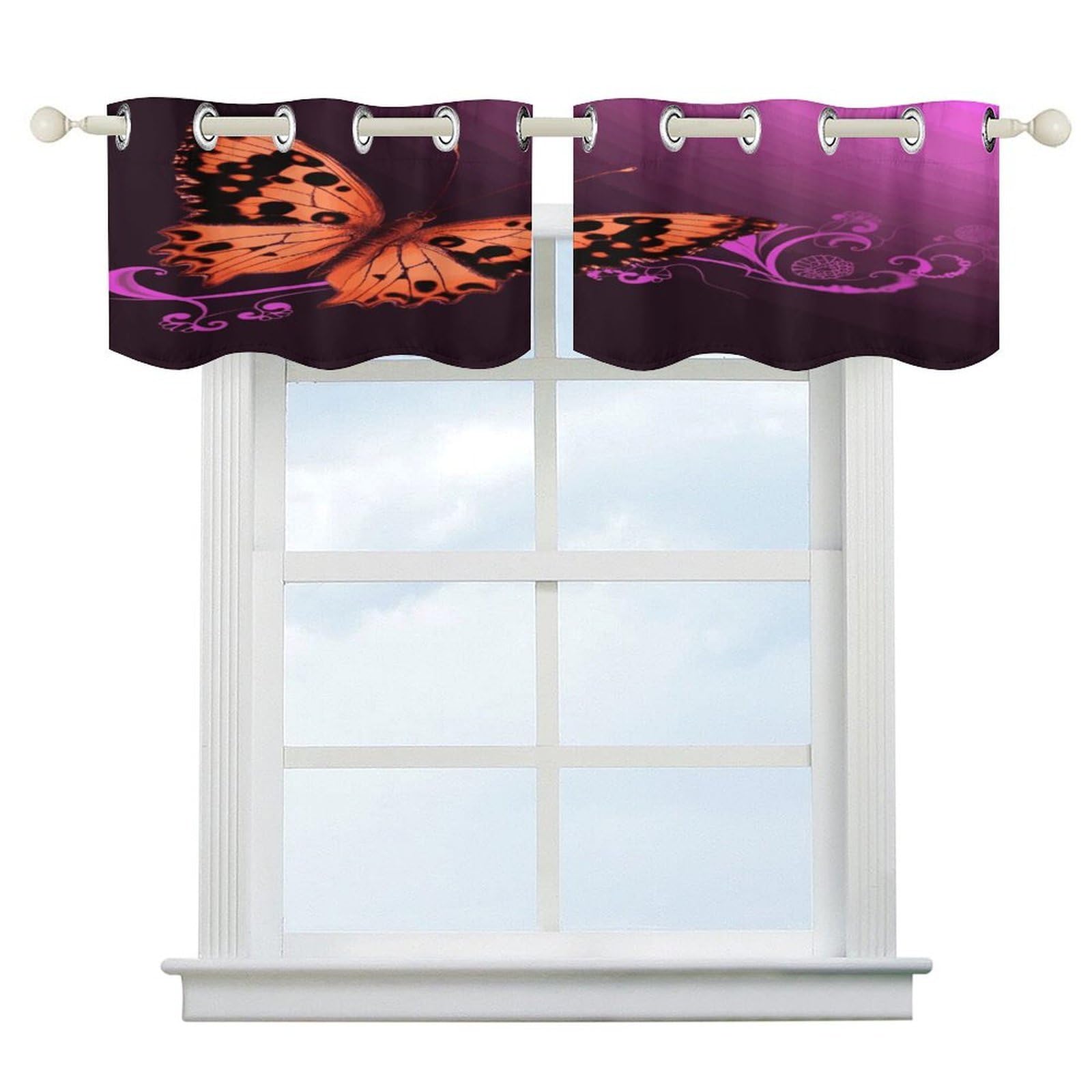 Fekiloot Style Nice Butterfly Short Curtains Valance Curtain