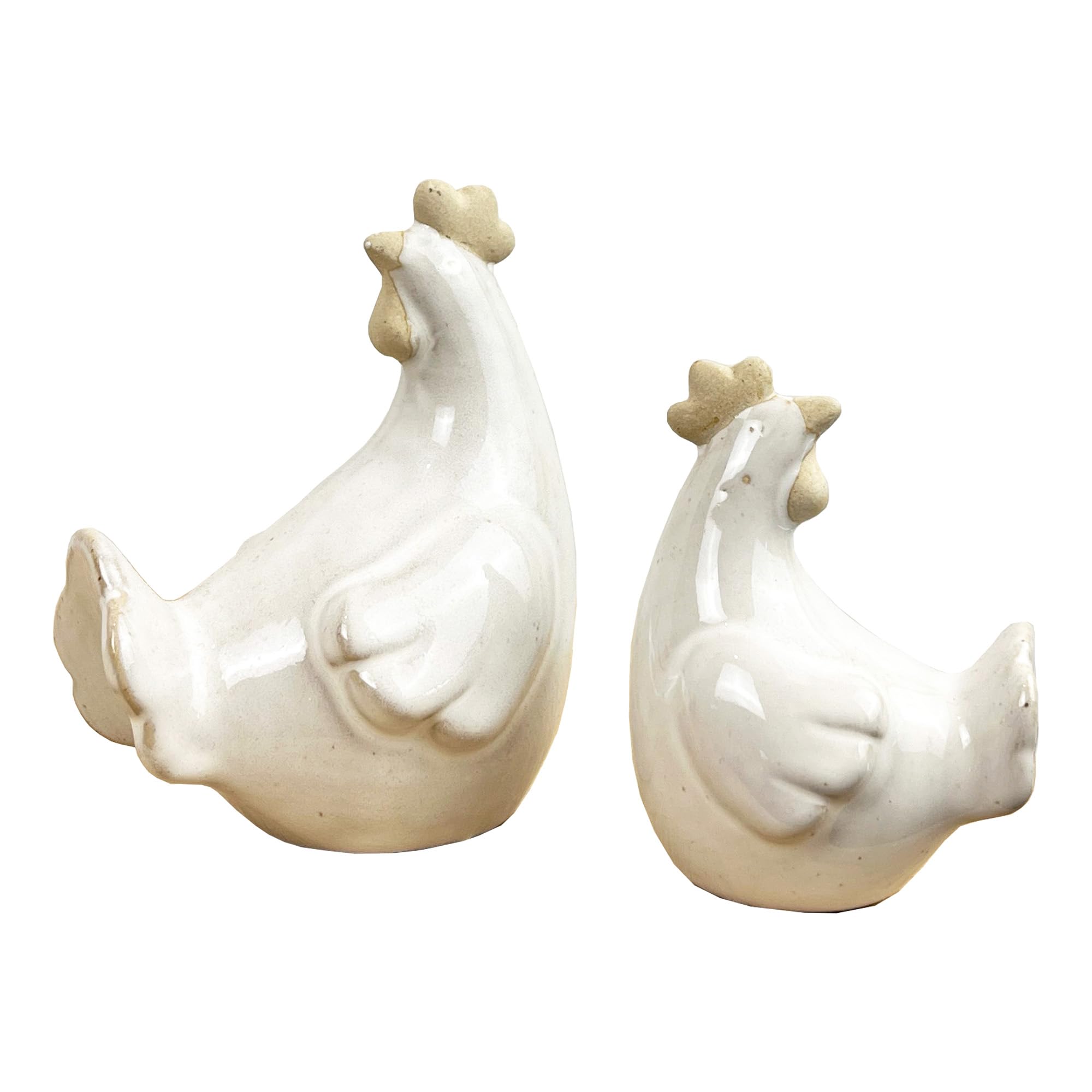 Alfie Francis Set of 2 Ceramic Two Tone Chicken Ornaments Figurines Statues for the Home Living Room Kitchen