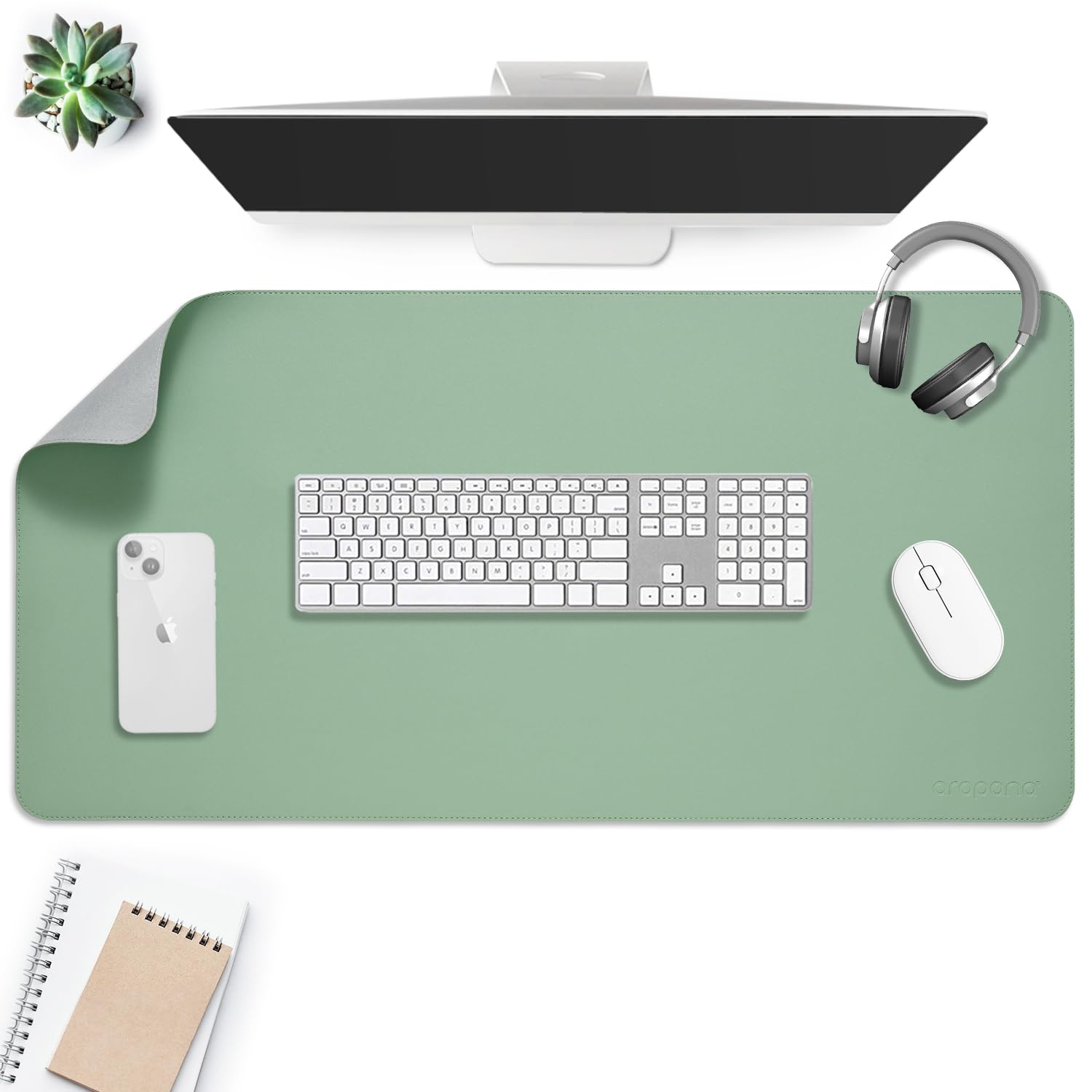 AROPANA Anti-Slip Extended Mouse Pad 120x60cm | PU Vegan Leather Desk Mat | Large Computer Desk Protector Pad with Suede Base for Keyboard, Laptop, Office & Home (Grey) — Amazon image 29