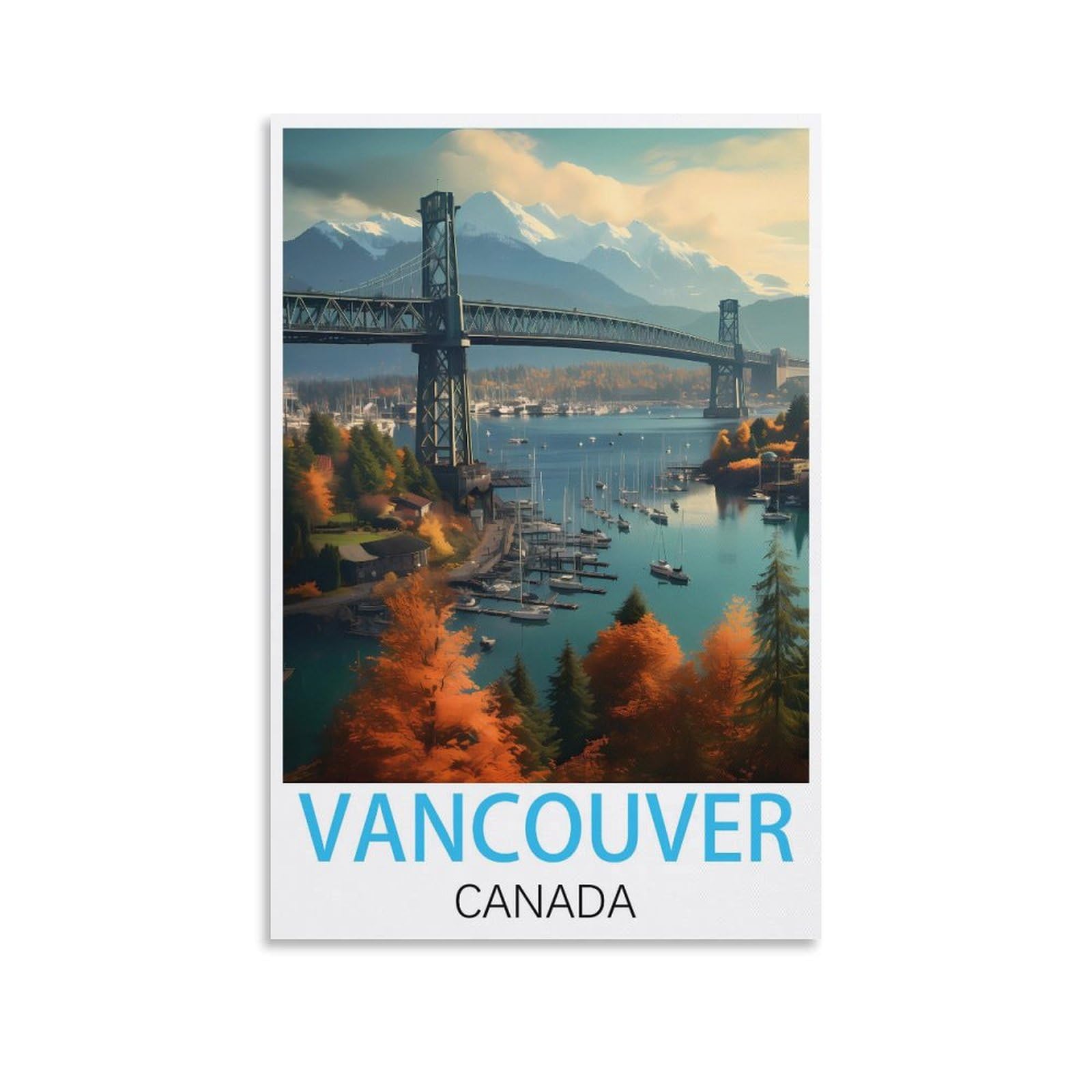 HWJJUII Vancouver Canada Vintage Travel Posters 12x18inch(30x45cm) Canvas Wall Posters And Art Picture Print Modern Family Bedroom Decor Posters
