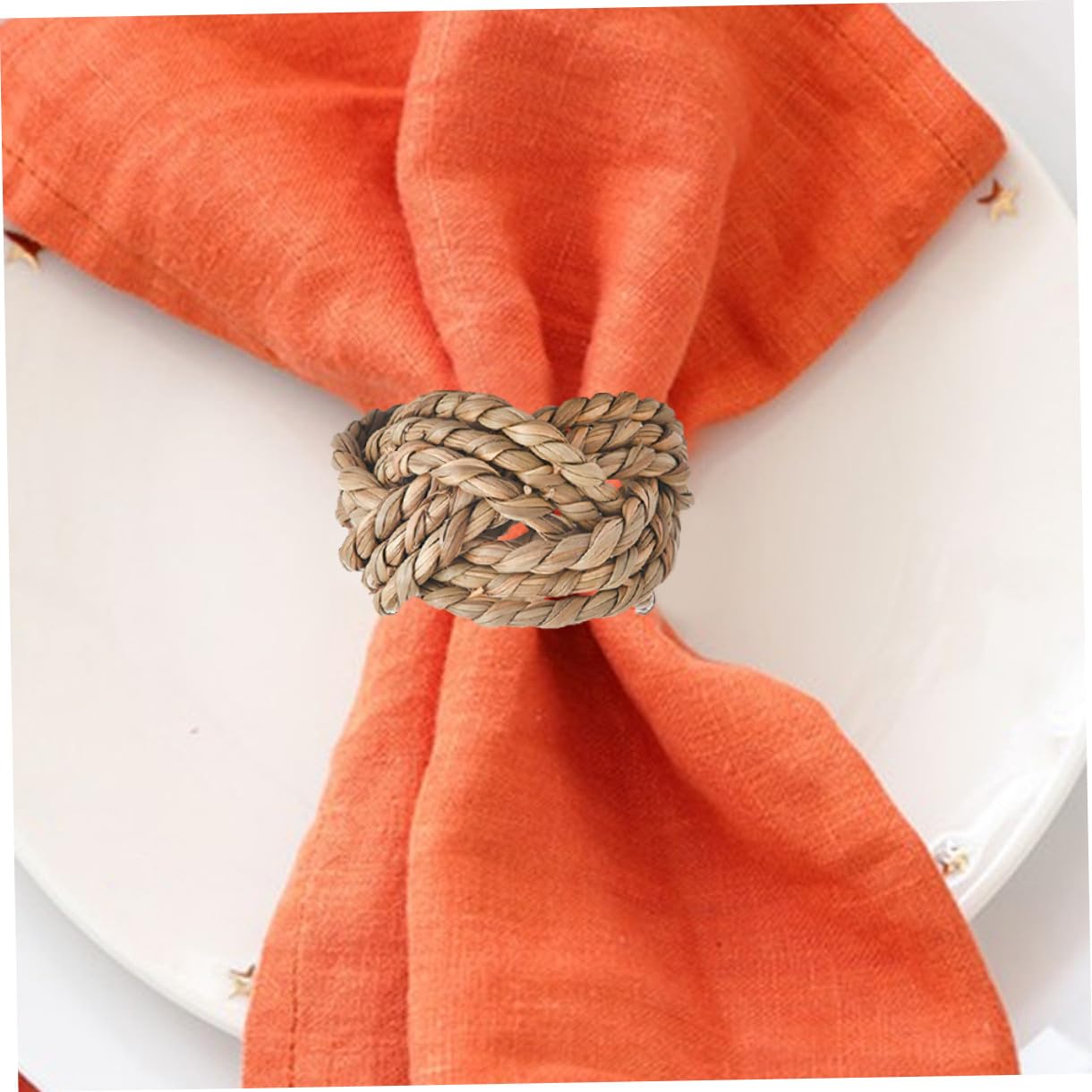 Ronds de Serviette Tressés en Paille, Lot de 6 pour Table Élégante