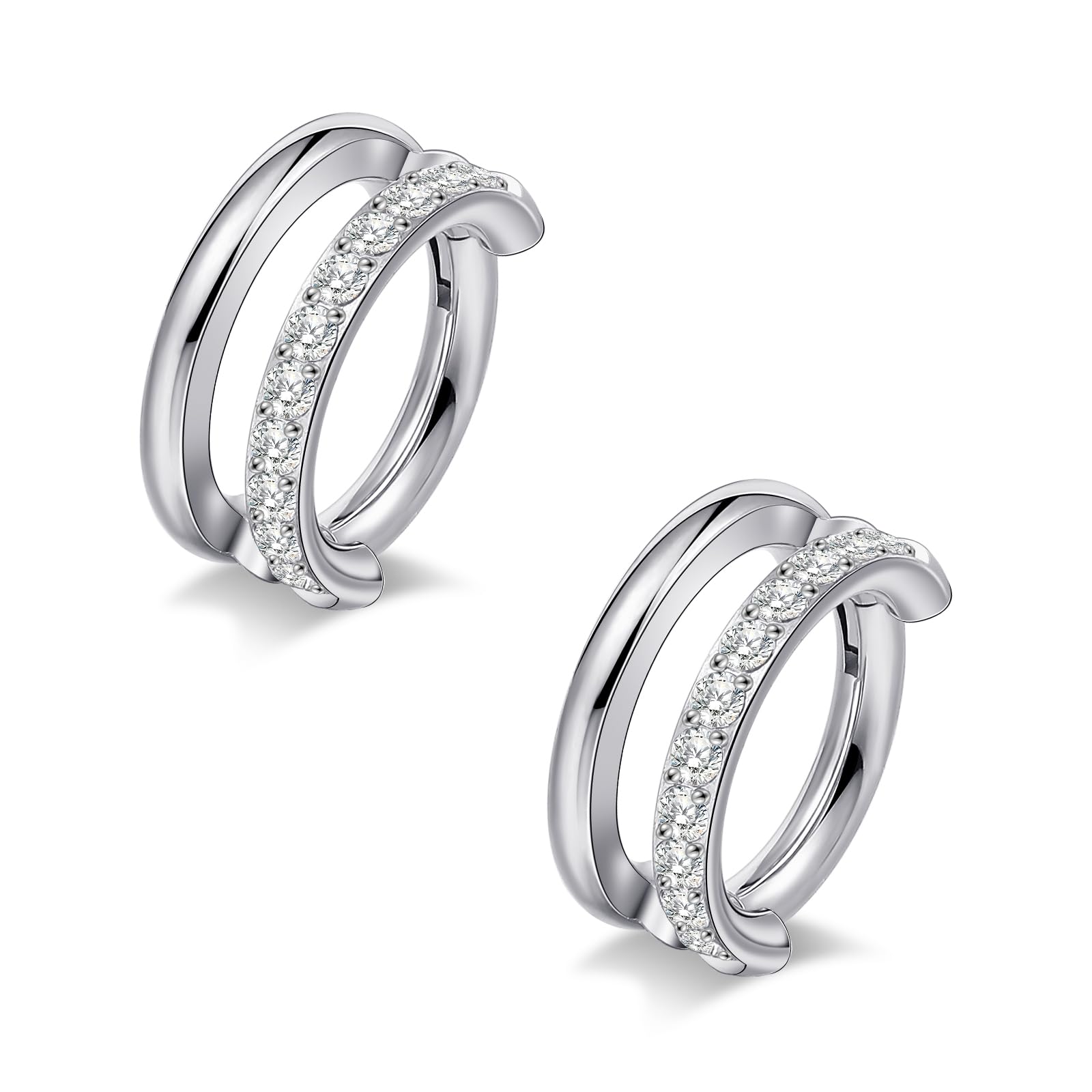 limerencia G23 Titanium Nose Earrings, 2PCS 6mm/8mm/10mm Implant Grade Hoop Rings, 16G 18G Hypoallergenic Septum Cartilage Helix Daith Conch Tragus Piercing Jewelry for Men Women 16G-6mm Silver Tone