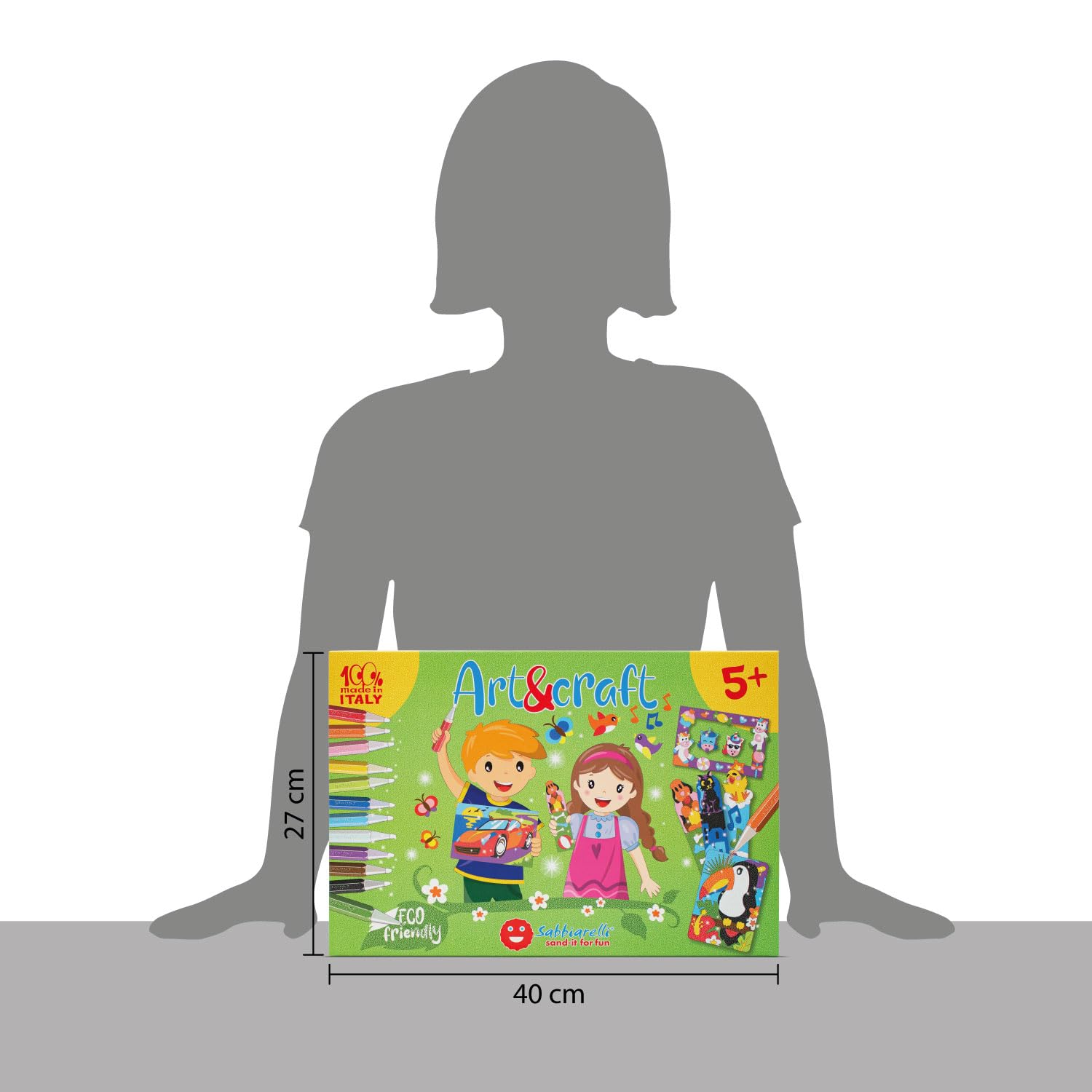 Sabbiarelli – Maxi Kit Art&Craft 5+ | Set de Sand Art con Motivos Variados | Dibujos y Láminas, Arena de Colores y 4 Espátulas | 100% Made in Italy | Niños 5-12 años