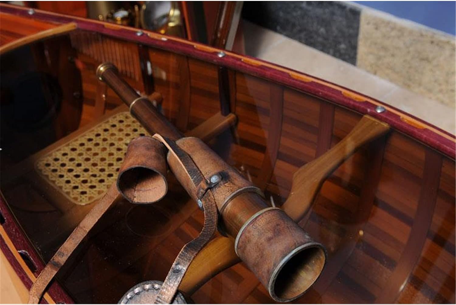 Old Modern Handicrafts Handheld 18" Telescope with Leather Overlay – Magnifying Power 8X - with Antique Brass Leather Overlay – an Elegant Nautical Antique Decor Piece – 15.0L x 2.3W x 2.3H Inches