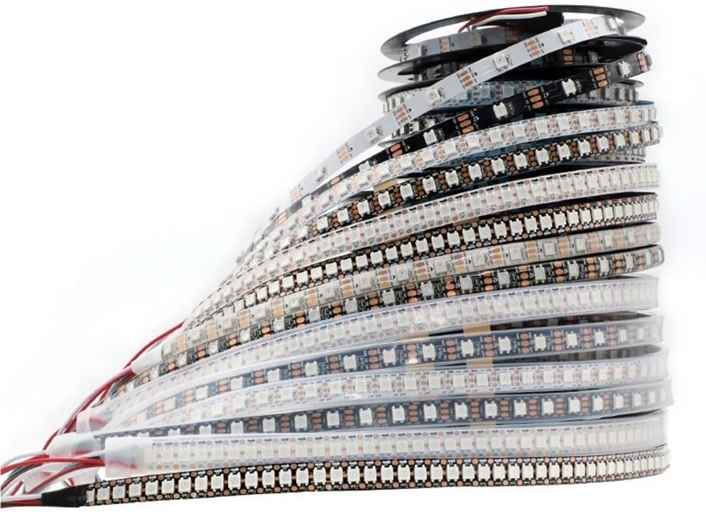 Luopan String Lights 5 Meters/roll, LED Full Color Strip WS2815 DC12V 5050SMD 30/60/74/96/144Leds/m Black/White PCB IP20/IP65/IP67 Waterproof RGB Light LED Strips(Whiteboard-IP65,30leds/m)