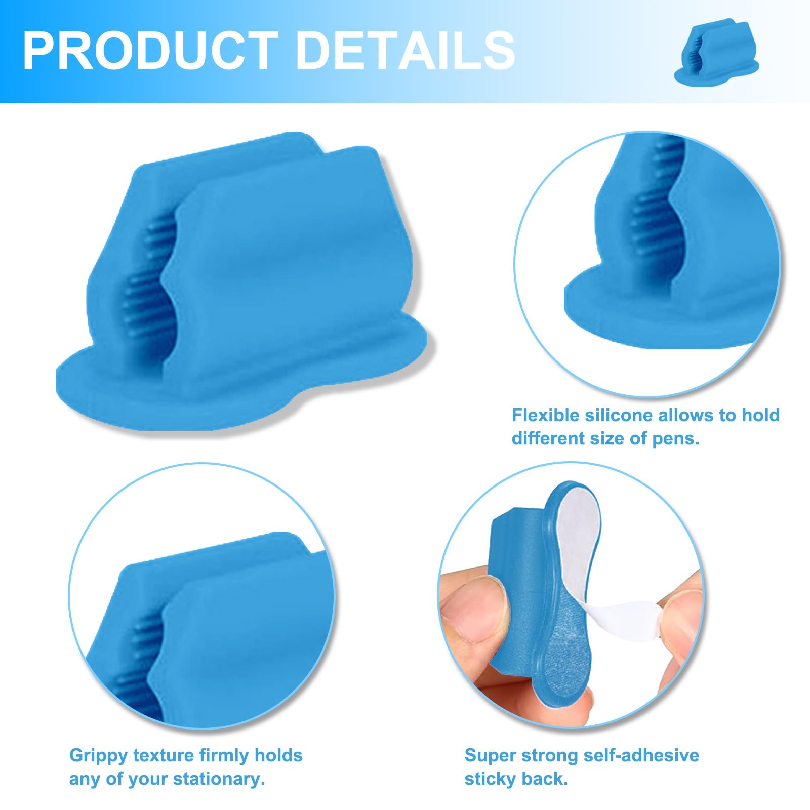Confezione da 20 portamatite adesivi da scrivania, per appunti in classe, da parete, in silicone, per studenti, bambini, insegnanti, accessori da scrivania