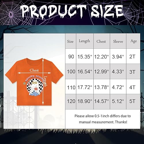 Miniatura 2 de Blinket Camiseta de Halloween para niños pequeños, camisa de fantasma de calabaza negra y blanca, a cuadros, estampado naranja, manga corta,
