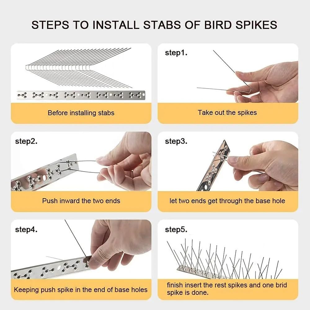 Picos For Pájaros, 0,5-10 M, De Acero Inoxidable 304, Kits De Cercas con Púas For Palomas Y Flechas For Disuadir A Pájaros, Cuervos Y Gatos(10M-20pcs)