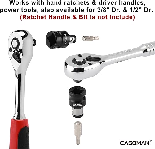 Miniatura 6 de CASOMAN Juego de adaptadores de dados de broca -14" x 38" Dr. 14" x 12" Dr., 516" * 12" Dr., 14-Inch Dr. Hex Power Bit Holder & 516" 14" Dr.Hex