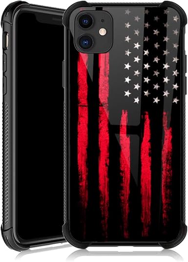 Amazon Com Iphone 11 Case Usa Stars And Stripes Flag Iphone 11 Cases For Girls Tempered Glass Back Cover Anti Scratch Reinforced Corners Soft Tpu Bumper Shockproof Case For Iphone 11 Red Black America Flag