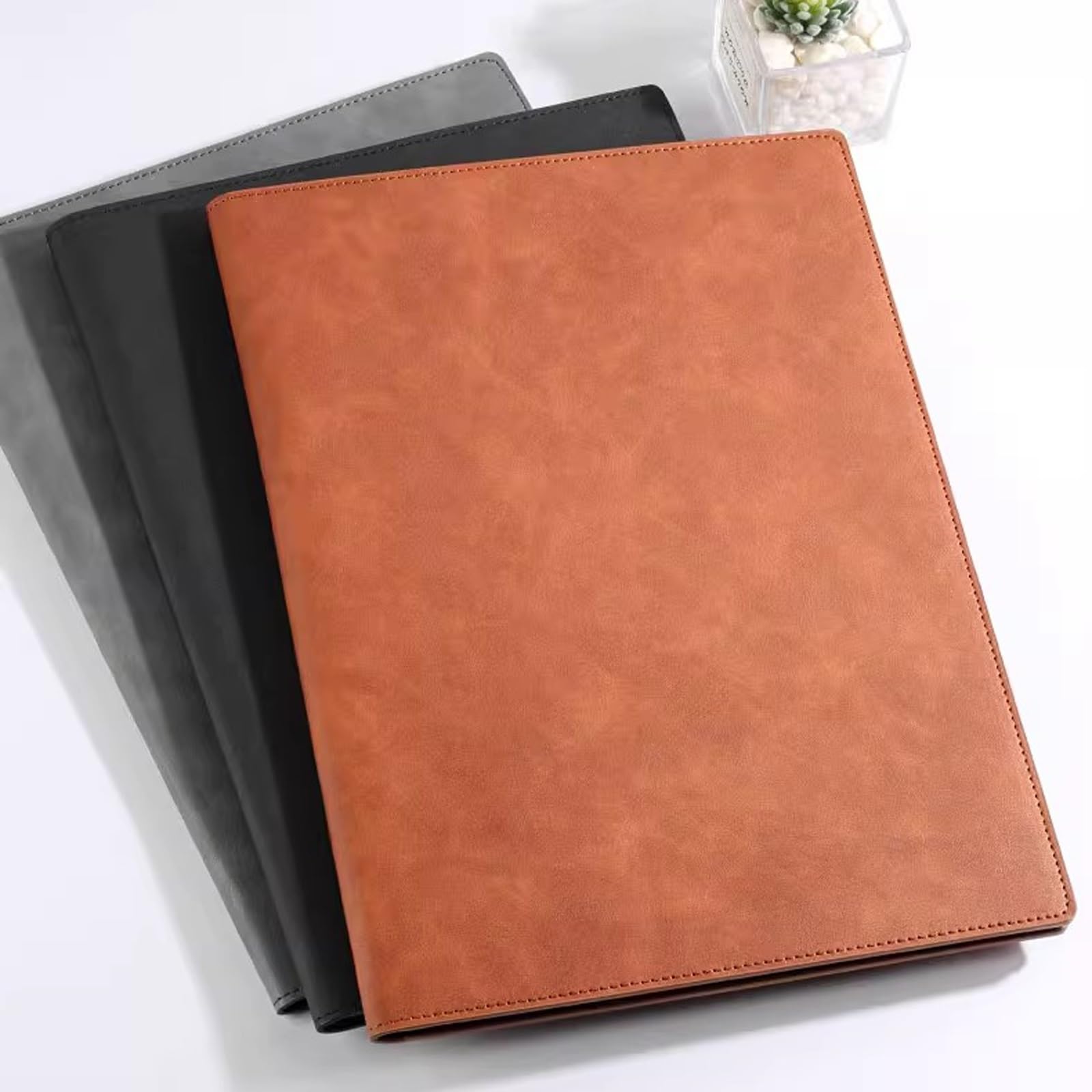 Cartella semplice da esposizione multifunzionale in pelle lavoro con inserto for penna Blocco for conferenze magnetico Libro for firma di contratto 2 pezzi File espandibile