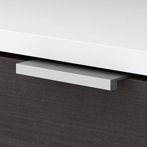 Miniatura 4 de Bush Furniture Armario bajo ancho con puertas y estantes  Colección Jamestown - Baúl de almacenamiento con asas de níquel satinado, 60 W, gris