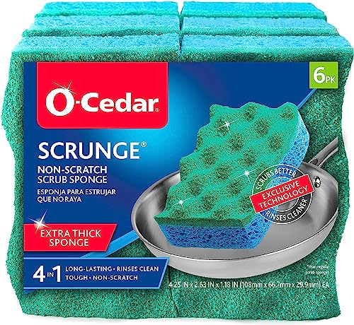Image of O-Cedar Multi-Use Scrunge Scrub Sponge (6 CT) with Playtex Living Reuseable Rubber Cleaning Gloves (Medium, 3 Pairs)