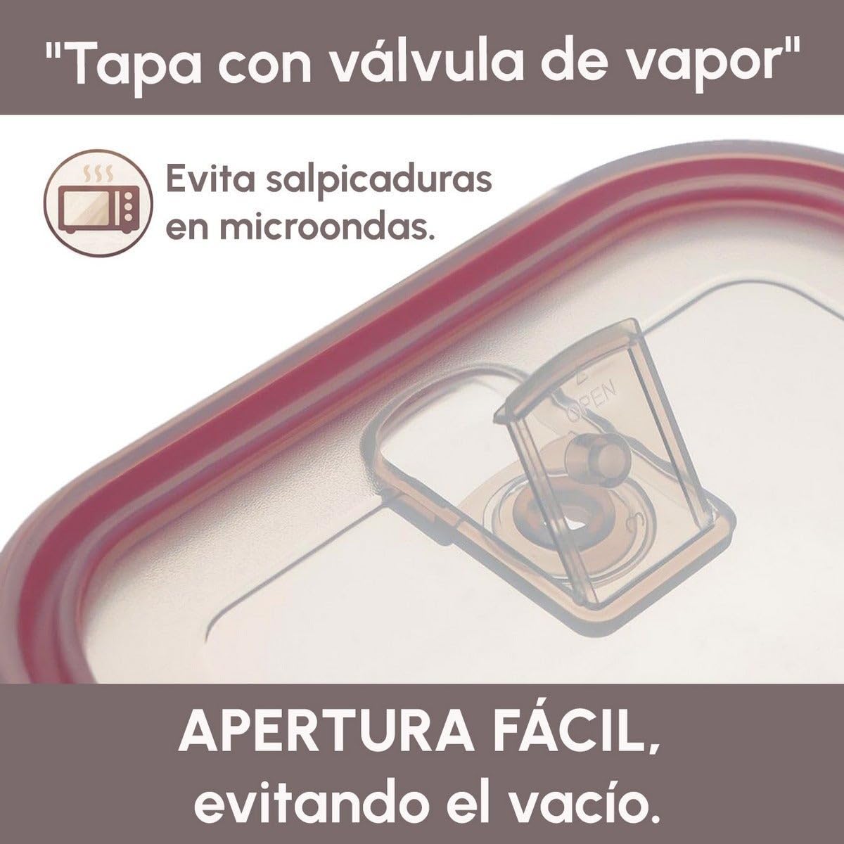 Set 12 tapers rectangulares de cristal borosilicato de 1100 ml | Con válvula de ventilación y libres de BPA. Herméticos y súper resistentes al horno, microondas o congelación.