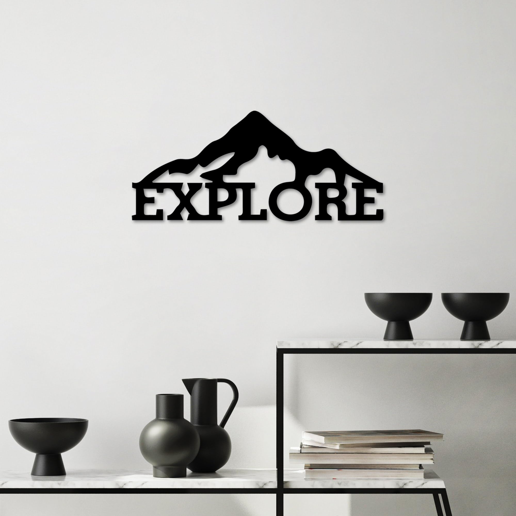 Stylish Black Decorative Metal Wall Accessory, 60 x 26 cm, 100% Metal, 1.5 mm Thickness, Lightweight (0.56 kg), Perfect for Modern Home Decor