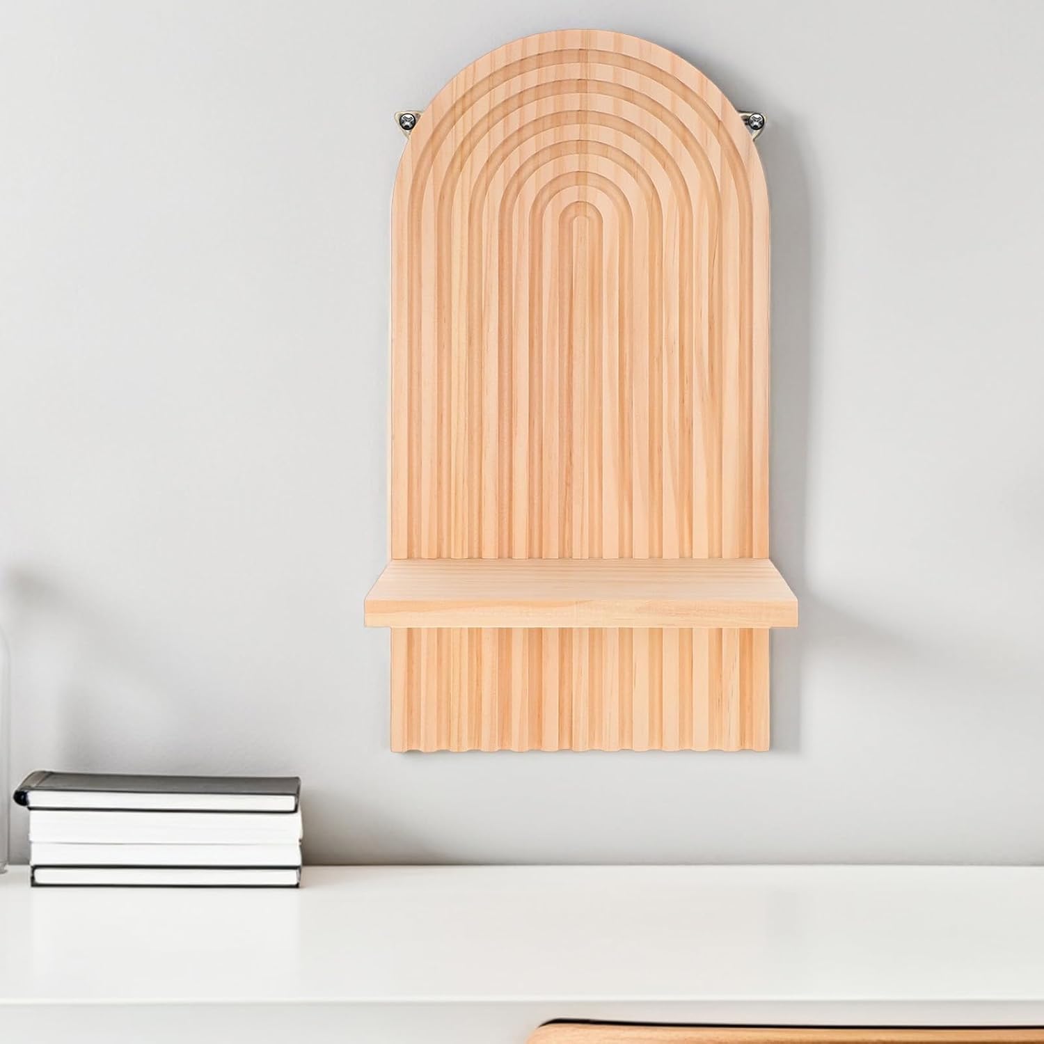 Rustic Pine Wood Wall Candle Holder Sconce with Smooth Wooden Surface, Multifunctional Vintage Inspired Wall Mounted Candlestick for Living Room Decor