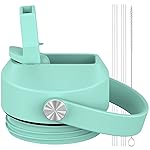CHEETAH Straw Lid for Yeti Rambler Water Bottle 18 oz,26 oz,36 oz,46 oz,12 oz,64 oz,Straw Cap,Straws and Brush Include (Seafoam)