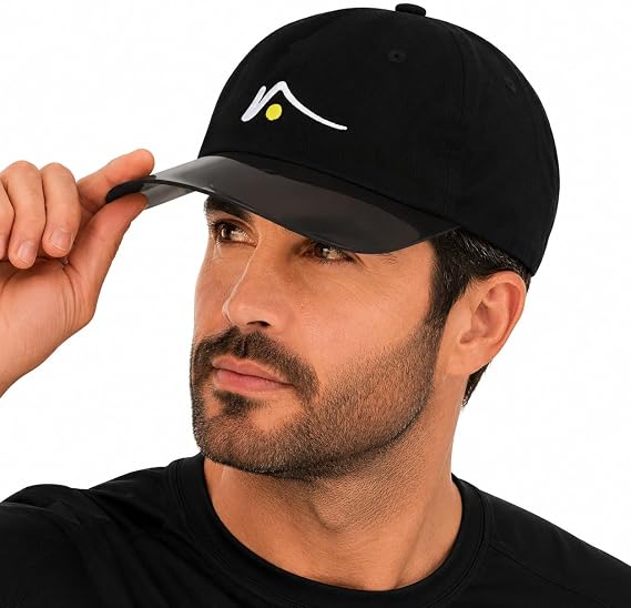 VISTO Unstructured Sports Hat With Transparent Brim No-Glare UV Protection 100% Chino Cotton Hook And Loop Strap