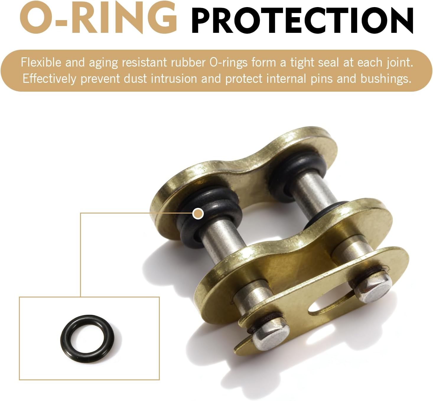 4 PCS Chain Master Link, Metal Chain Connecting Links with O-ring, 530 HV Heavy Duty Master Connector, Universal for Most Motorcycles (Gold #530)