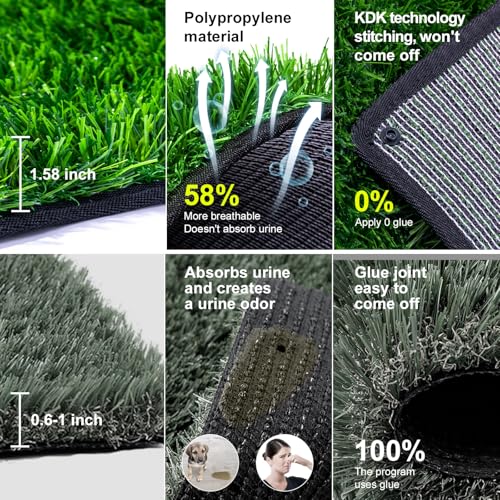 81x60 cm Hundeklo Hundetoilette Welpentoilette mit Kunstrasen, Hochdurchlässiger Hundetoilette Welpenklo Haustiertoilette, mit Waschbar und Wiederverwendbar Trainingsunterlage für drinnen und draußen