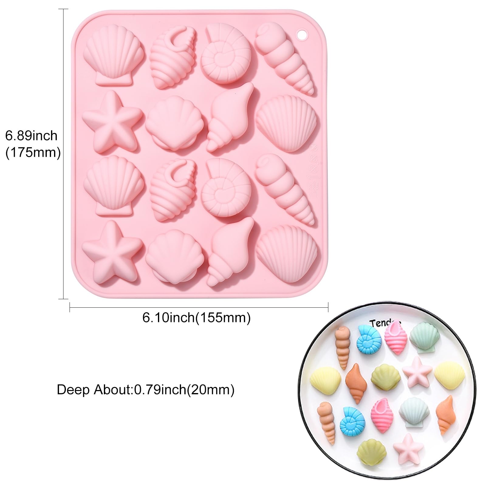 UR URLIFEHALL 2 Pcs Sea Theme Silicone Moulds Conch Shell Silicone Baking Moulds for DIY Cake Chocolate Candy Ice Cube Jewellery Making - Image 2