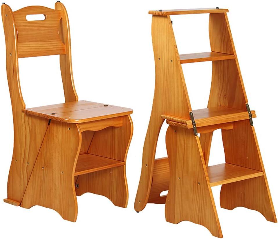 Household 4 Pedal Stool/Ladder/Chair,Portable Shoe Bench,Indoor Folding Widened Wooden Stepladder,Storage Shelf/Plant Stand,Load Bearing 150kg