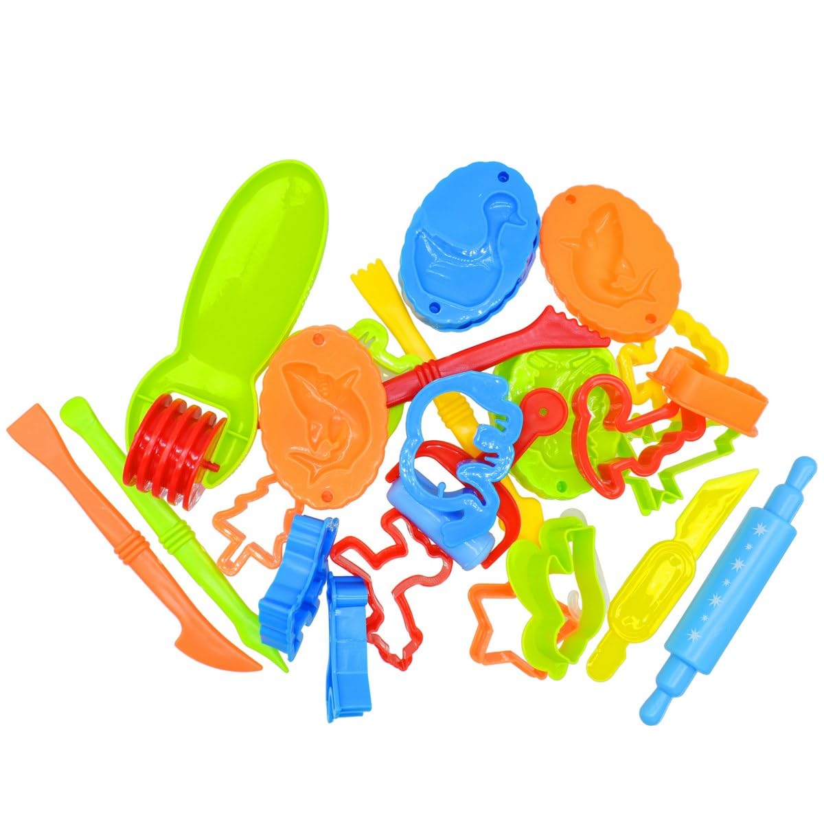 Aadya Crafts Clay Tool Set, 23 Pieces, Plastic, with Cutters, Rolling Pin and Modelling Tools, CN-003