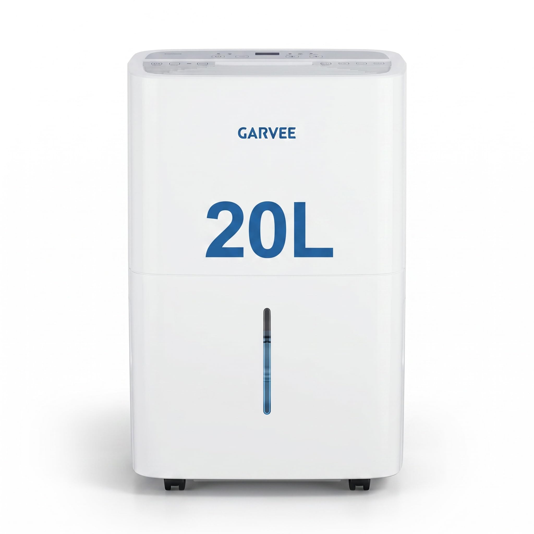 GarveeHome Deshumidificador comercial eléctrico de 20L/día, Silencioso y eficiente, Drenaje continuo, Panel digital, secado ropa, control humedad inteligente, antimoho -espacios grandes hasta 280 m²