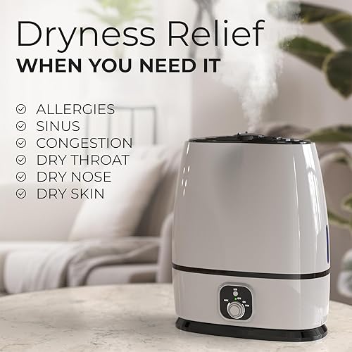 Miniatura 7 de Everlasting Comfort Humidificadores de 6 L para dormitorio, silencioso, tiempo de funcionamiento de 50 horas, sin filtro, humidificador de niebla