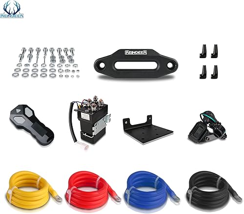 Miniatura 4 de REINDEER Nuevo cabrestante de 12 V, capacidad de carga de 4500 libras, kit de cabrestante eléctrico, cuerda sintética con Hawse Fairlead impermeable