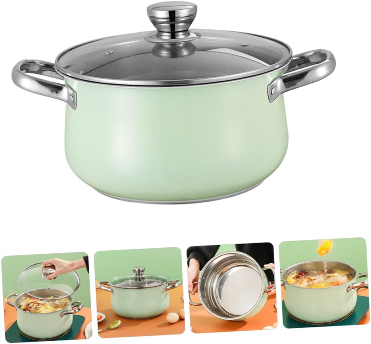 Mobestech Stainless Steel Stock Pot with Lid Heavy-Duty Cooking Pot for Soup and Stew Large Capacity Induction-Compatible Kitchen Cookware