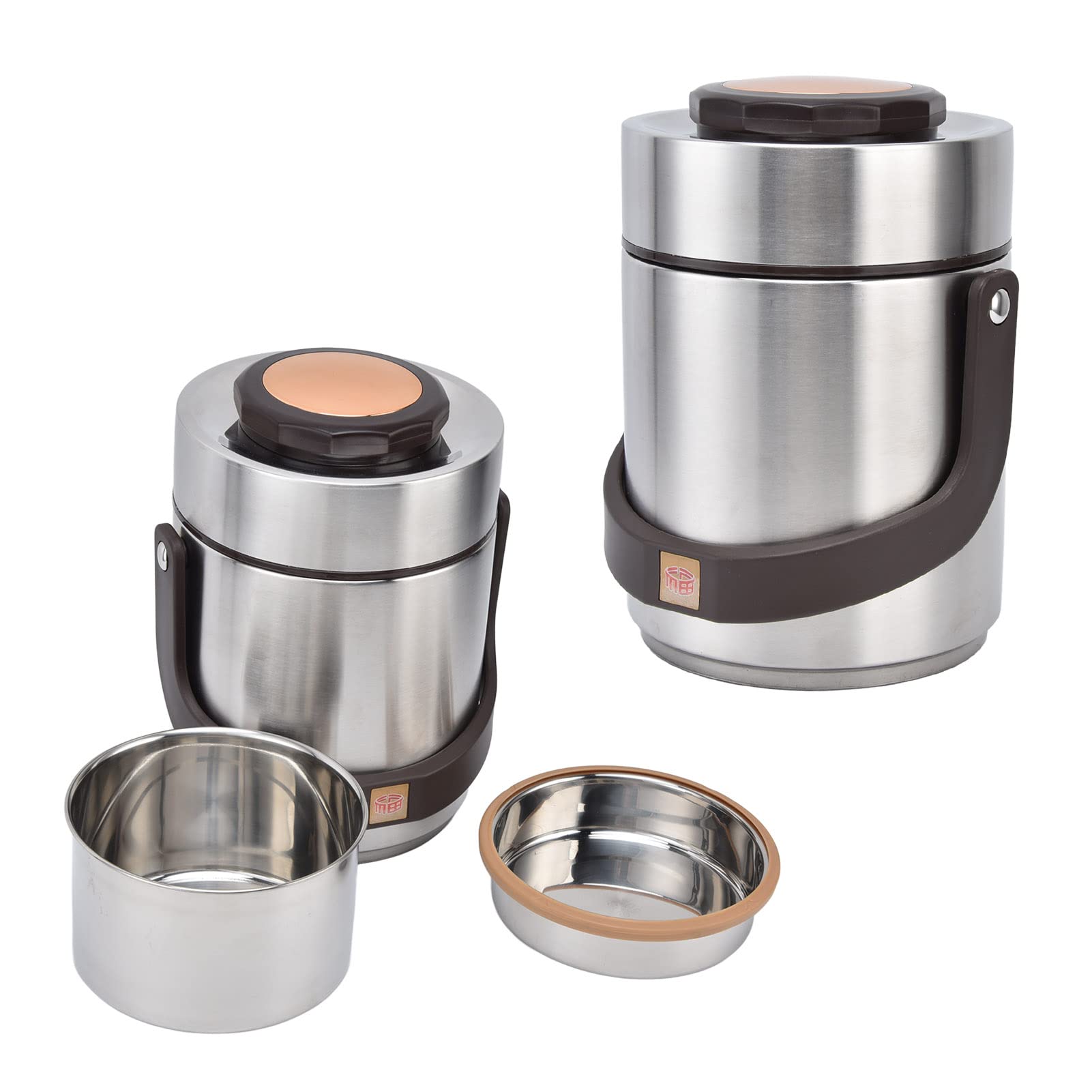 1500 ml Edelstahl Vakuum Isoliertes Essensbehälter Set mit Reis und Gemüsefach für Büro, Picknick und Reisen