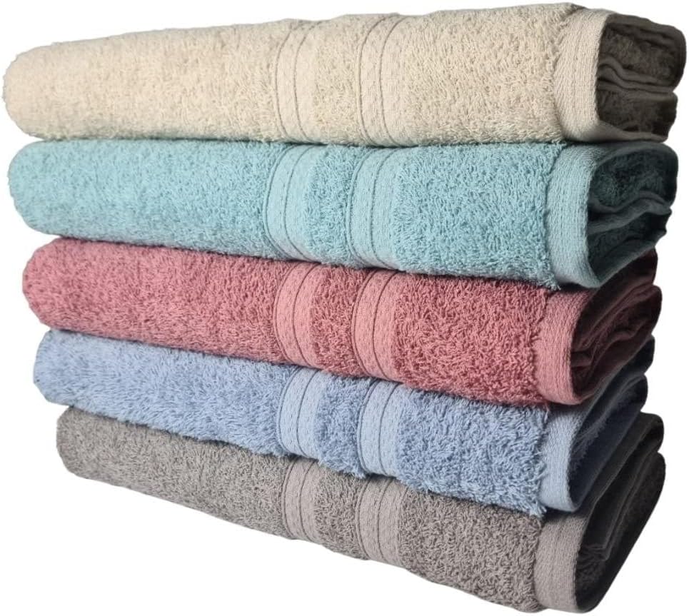 Kit 05 Toalhas de Banho Grandes e Grossas 80x150cm 100% Algodão 430g/m² ...