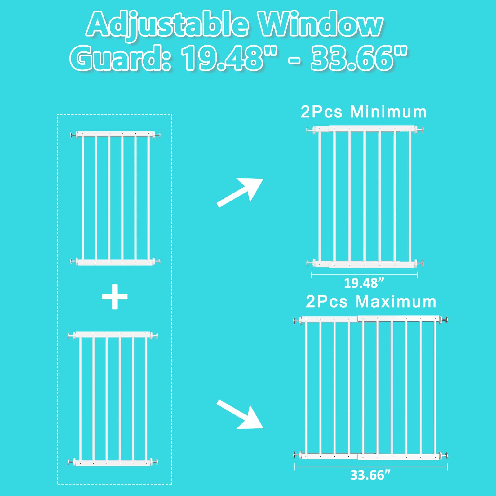 WAOWAO Protectores de Seguridad para Ventanas para niños, niños y niños pequeños, a Prueba de Mascotas, Extra Anchos, Color Blanco, protección para Ventana, Puerta de Seguridad para el hogar, 49.5